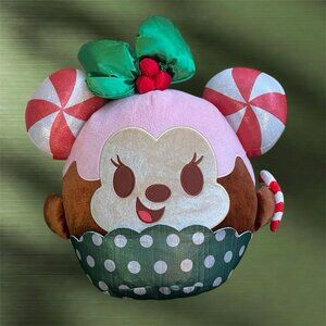 Disney Munchlings Candy Cane Cupcake Minnie Mouse 15” Plush Preowned